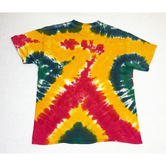 Vintage Rasta Lizard T-Shirt Large Tie Dye Ganja Weed Jamaica Hippe Beach Single - Picture 2 of 10
